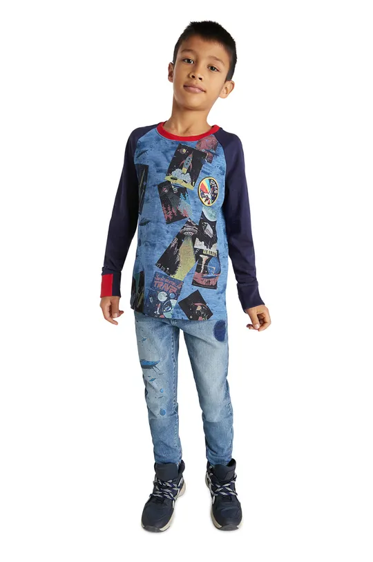 fialová Detské tričko s dlhým rukávom Desigual Chlapčenský