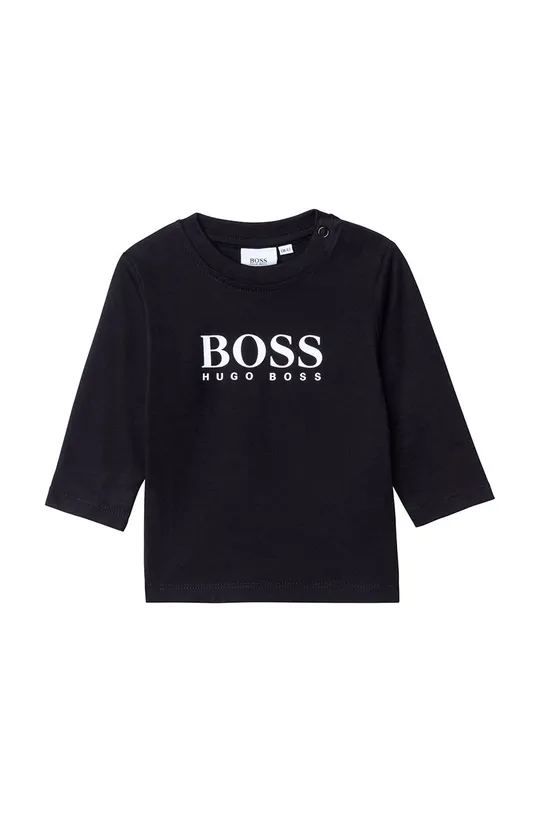 čierna Detské tričko s dlhým rukávom Boss Chlapčenský