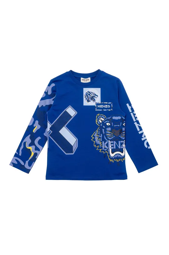 modrá Detská bavlnená košeľa s dlhým rukávom Kenzo Kids Chlapčenský