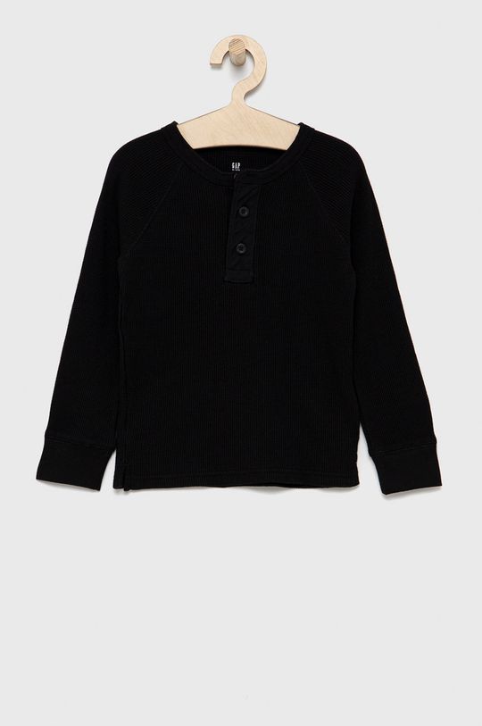 čierna Detská bavlnená košeľa s dlhým rukávom GAP Chlapčenský