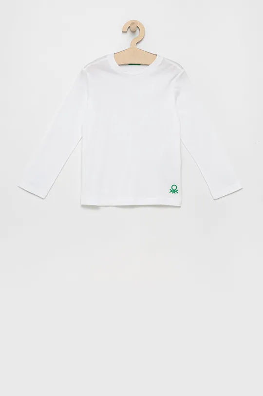biela Detská bavlnená košeľa s dlhým rukávom United Colors of Benetton Chlapčenský
