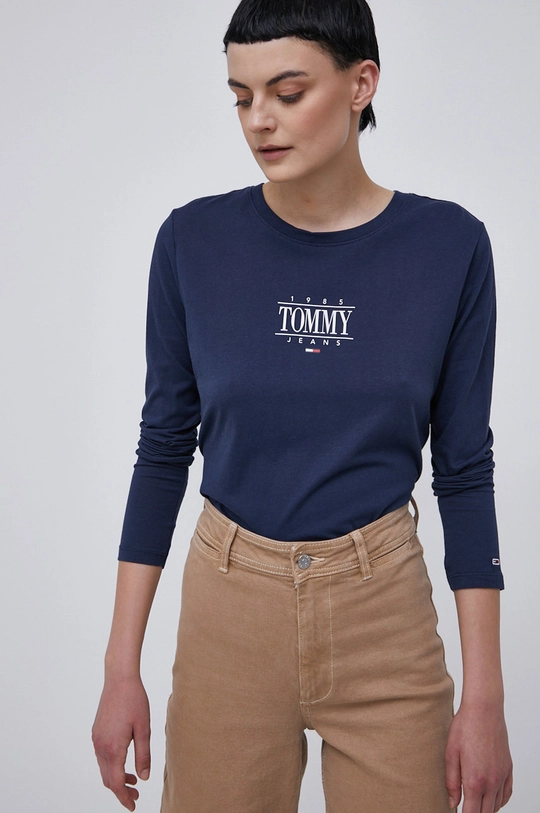 granatowy Tommy Jeans Longsleeve bawełniany DW0DW11237.4890 Damski