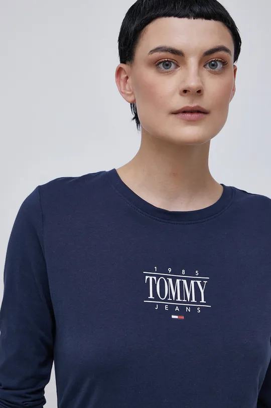 tmavomodrá Bavlnené tričko s dlhým rukávom Tommy Jeans
