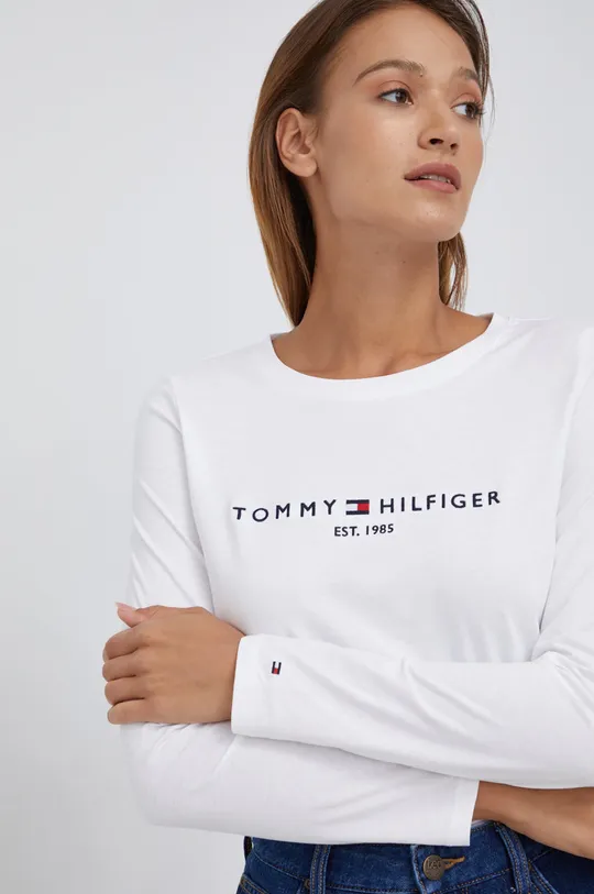 λευκό Βαμβακερό πουκάμισο με μακριά μανίκια Tommy Hilfiger Γυναικεία