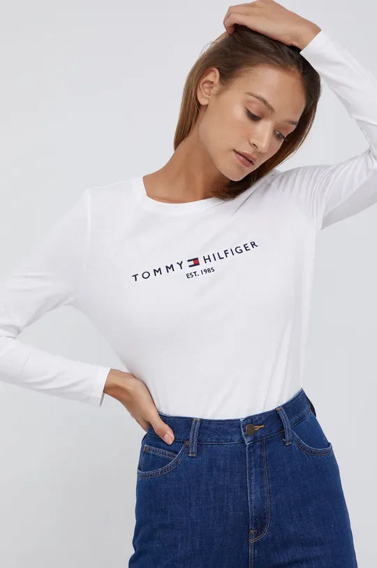 λευκό Βαμβακερό πουκάμισο με μακριά μανίκια Tommy Hilfiger