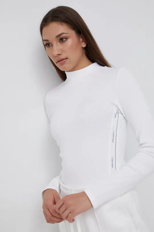 bijela Majica dugih rukava Calvin Klein Ženski