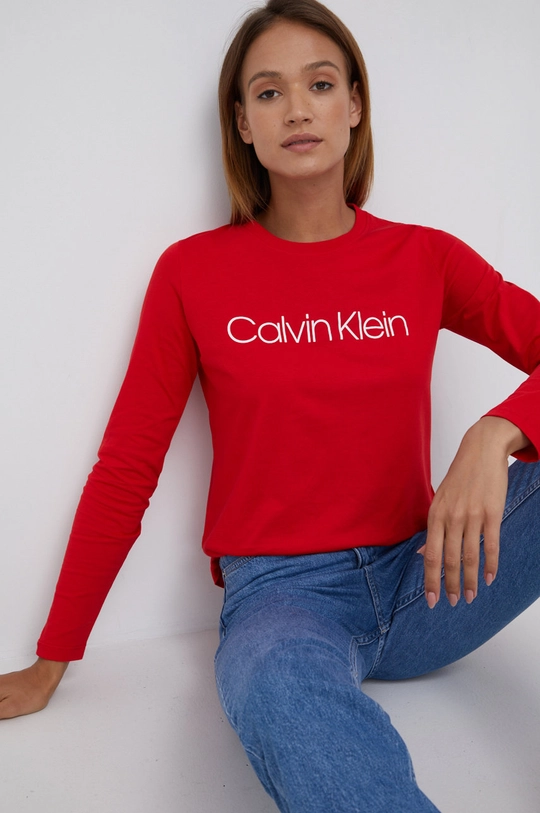 Calvin Klein Longsleeve bawełniany czerwony