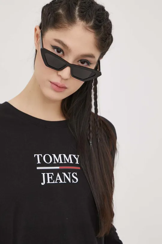 čierna Tričko s dlhým rukávom Tommy Jeans