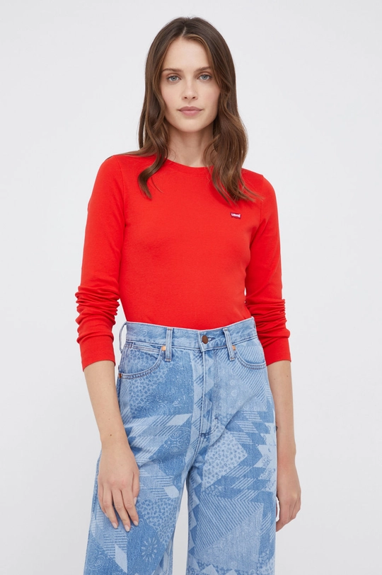 czerwony Levi's Longsleeve bawełniany