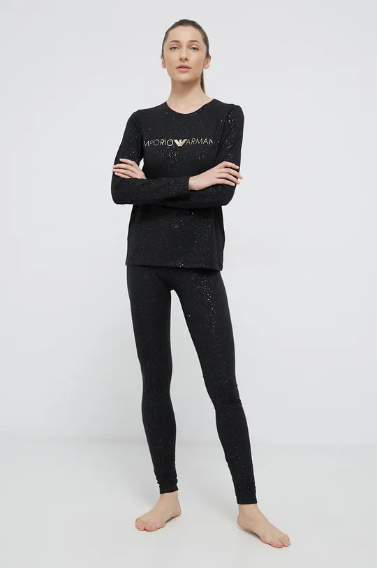 Pyžamové tričko s dlhým rukávom Emporio Armani Underwear čierna