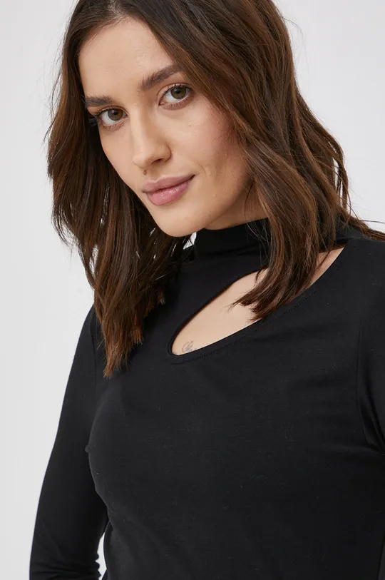 μαύρο Βαμβακερό πουκάμισο με μακριά μανίκια Vero Moda Γυναικεία