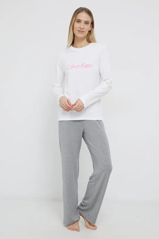 Calvin Klein Underwear Longsleeve piżamowy bawełniany biały