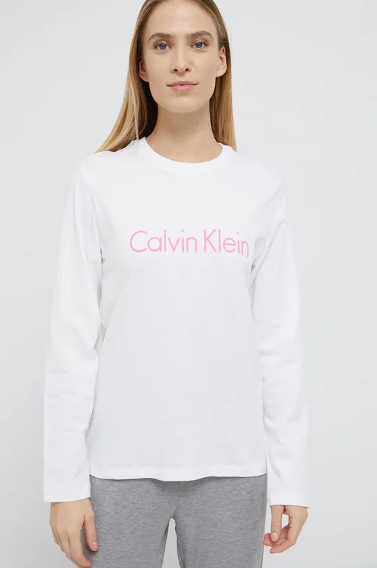 білий Піжамний бавовняний лонгслів Calvin Klein Underwear