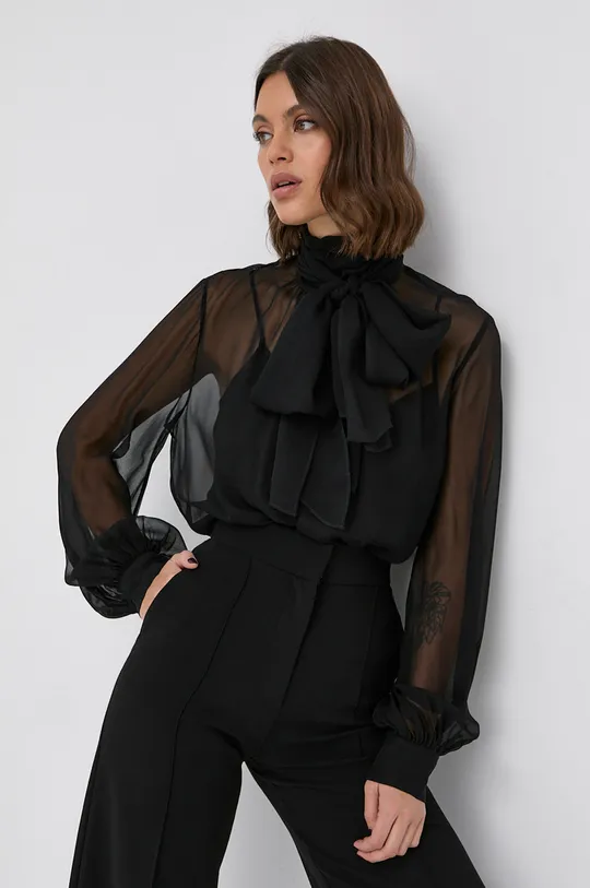 Шовкова блузка Karl Lagerfeld чорний