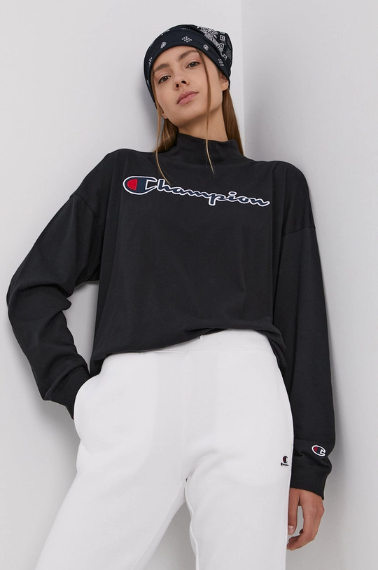 czarny Champion Longsleeve bawełniany 114473 Damski