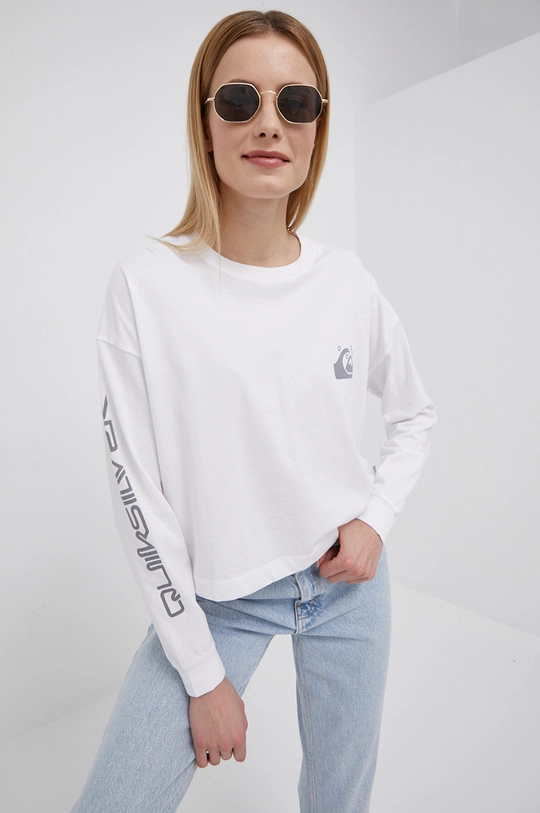 Bombažen longsleeve Quiksilver bela