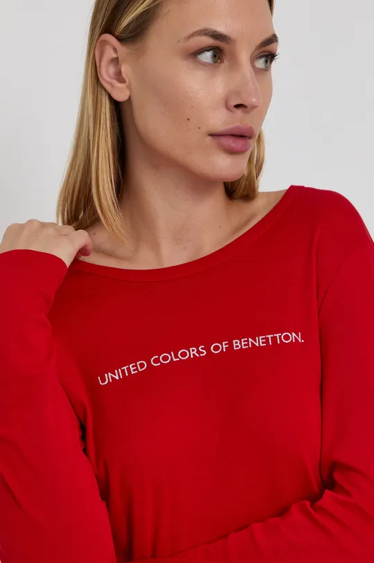 czerwony United Colors of Benetton Longsleeve bawełniany