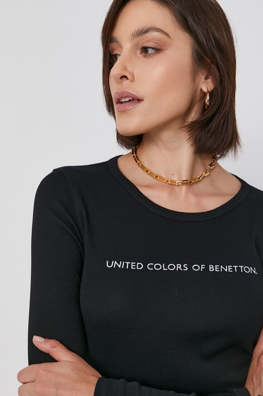 чёрный Хлопковый лонгслив United Colors of Benetton