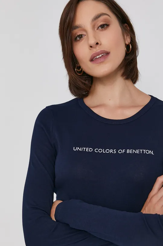 blu navy United Colors of Benetton top a maniche lunghe in cotone