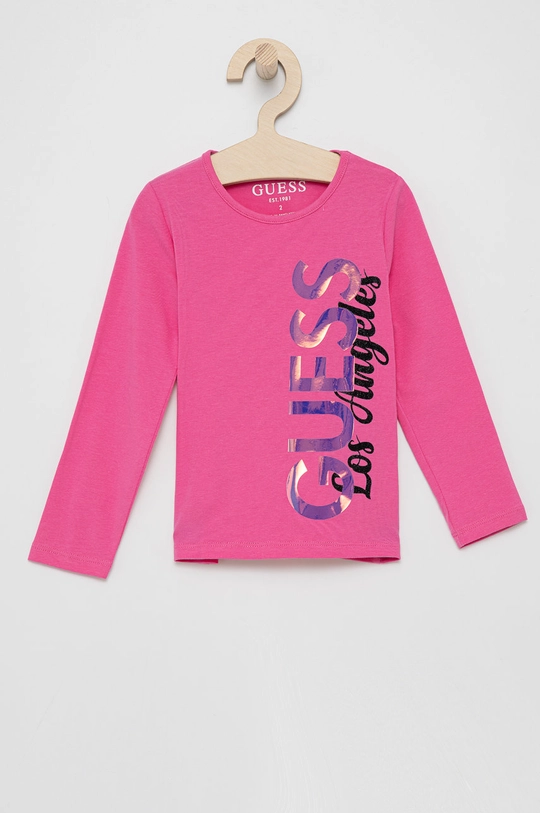 różowy Guess Longsleeve dziecięcy Dziewczęcy