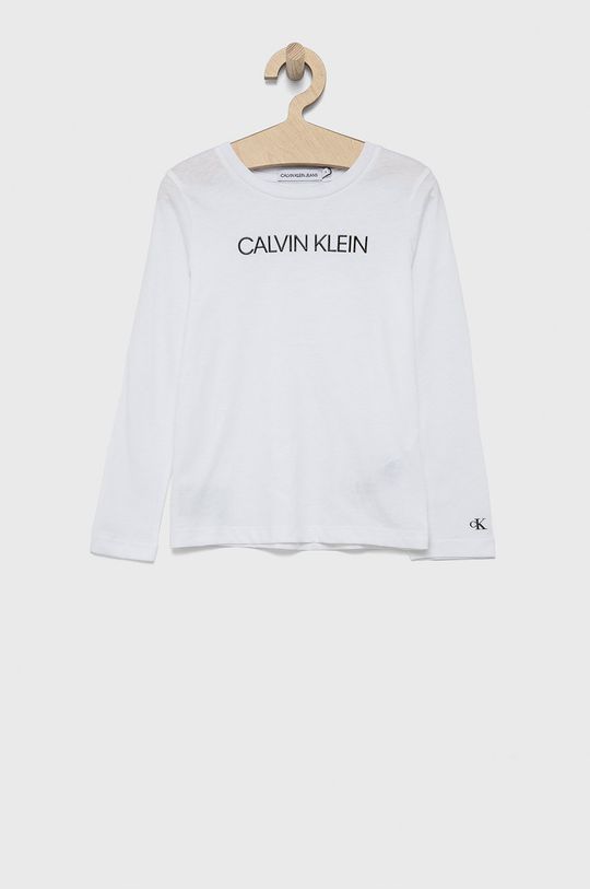 bílá Dětské tričko s dlouhým rukávem Calvin Klein Jeans Dívčí