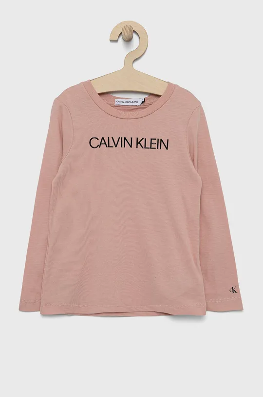 ružová Detské tričko s dlhým rukávom Calvin Klein Jeans Dievčenský