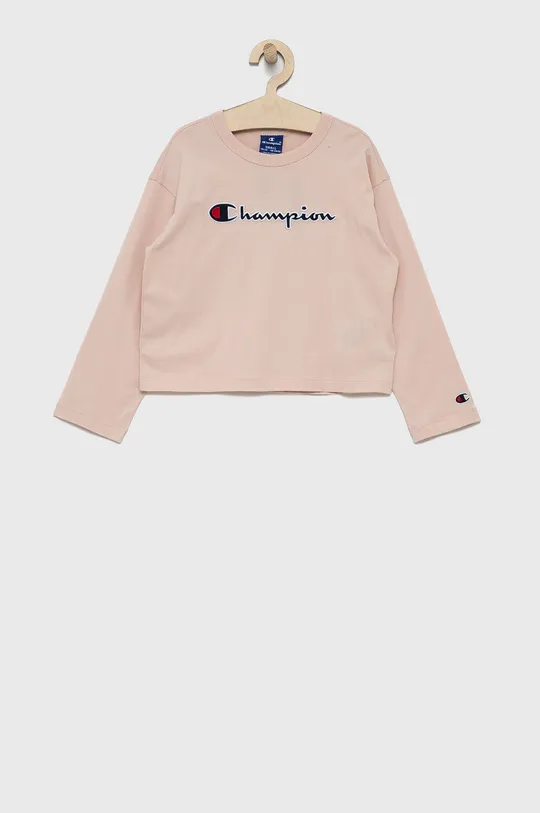 ružová Detská bavlnená košeľa s dlhým rukávom Champion 404233 Dievčenský