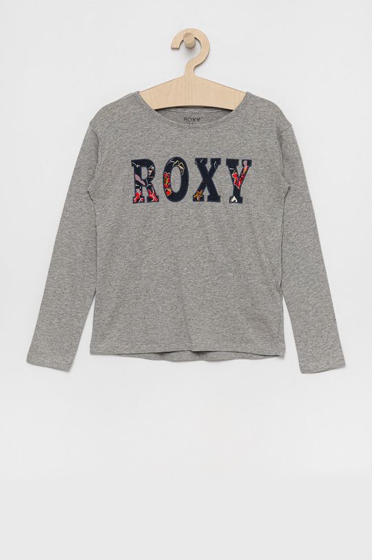 svetlosivá Detská bavlnená košeľa s dlhým rukávom Roxy Dievčenský