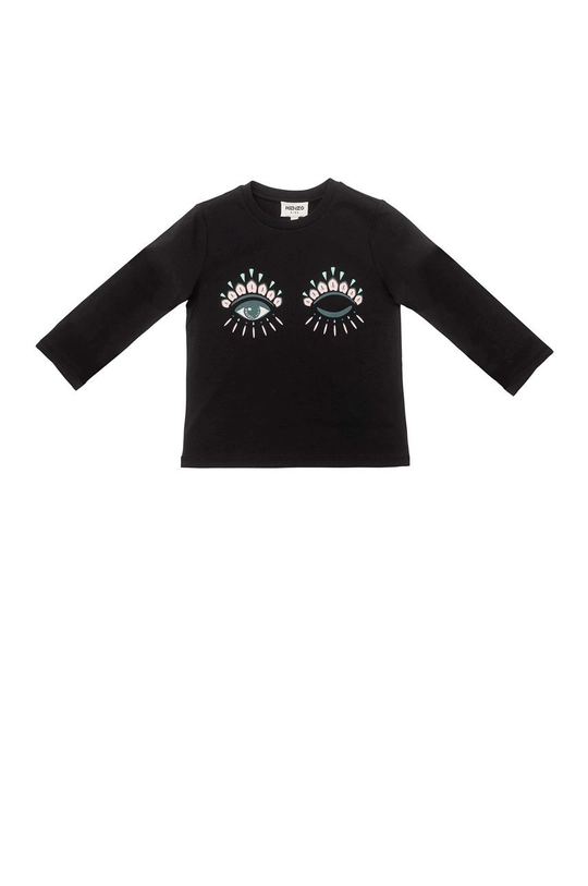 czarny Kenzo Kids Longsleeve bawełniany dziecięcy Dziewczęcy