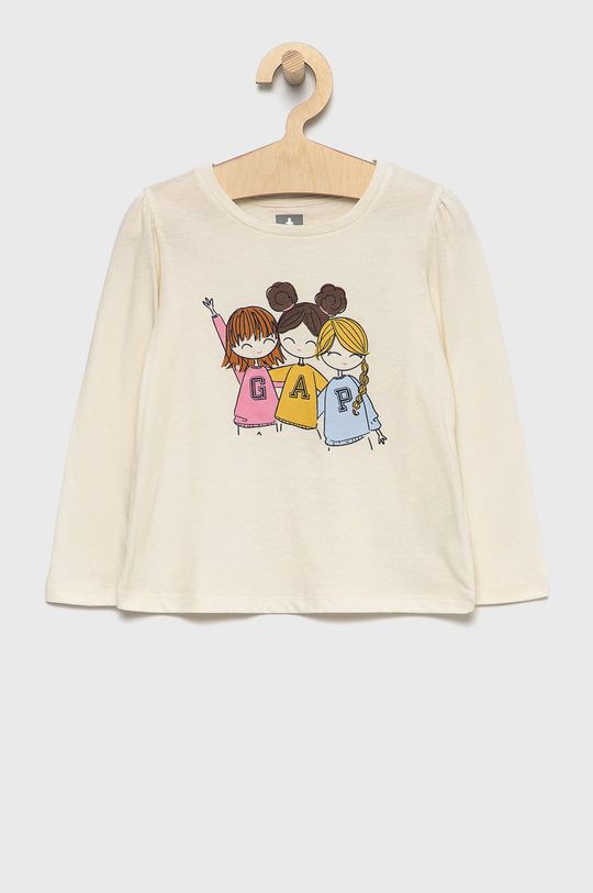 smetanová Dětská bavlněná košile s dlouhým rukávem GAP Dívčí