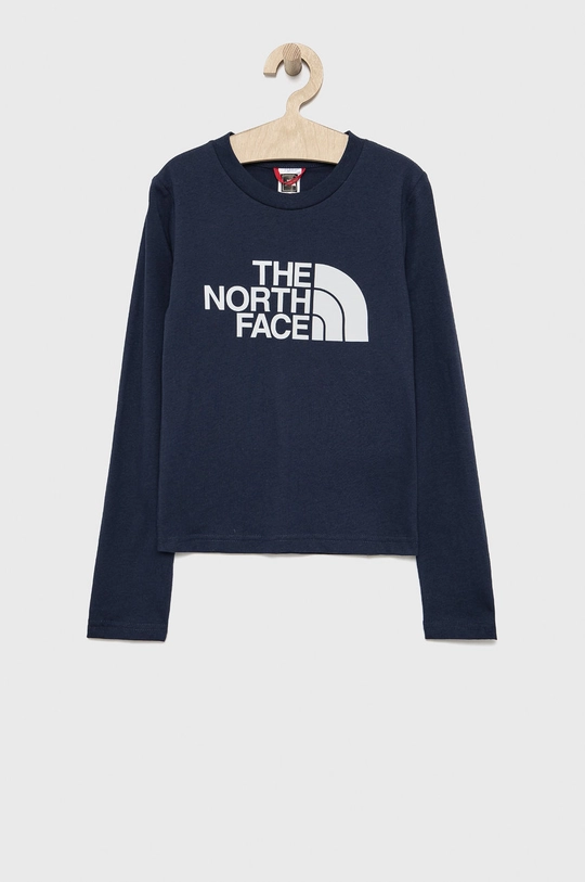 granatowy The North Face Longsleeve bawełniany dziecięcy Dziecięcy