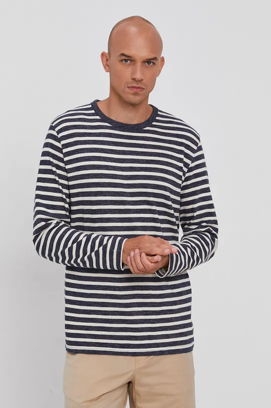 granatowy Selected Homme Longsleeve bawełniany Męski