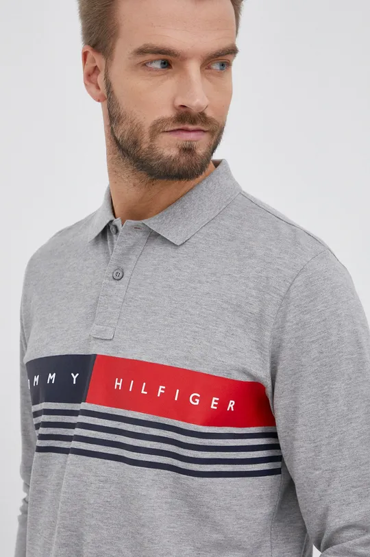 γκρί Βαμβακερό πουκάμισο με μακριά μανίκια Tommy Hilfiger