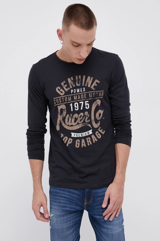 granatowy Produkt by Jack & Jones Longsleeve bawełniany Męski