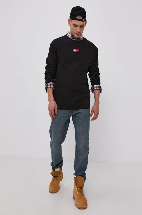 Tričko s dlhým rukávom Tommy Jeans čierna