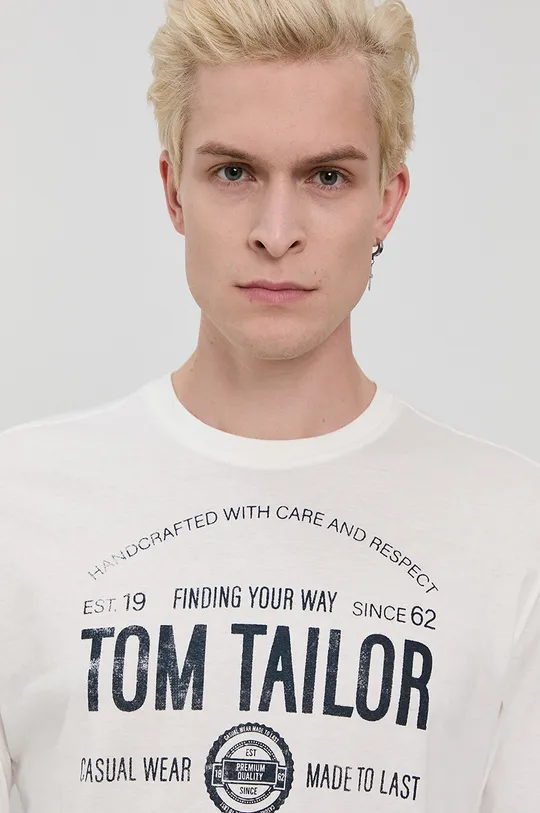 biały Tom Tailor Longsleeve bawełniany