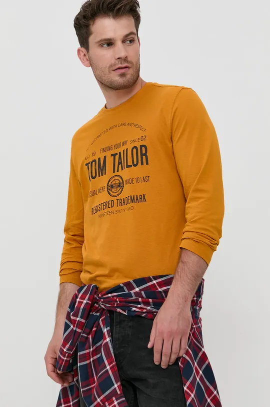 Tom Tailor - Βαμβακερό πουκάμισο με μακριά μανίκια πορτοκαλί