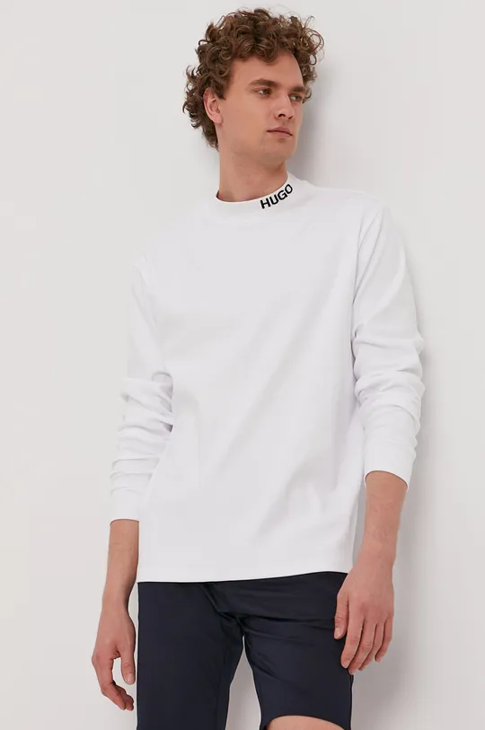 λευκό Βαμβακερή μπλούζα Hugo Ανδρικά