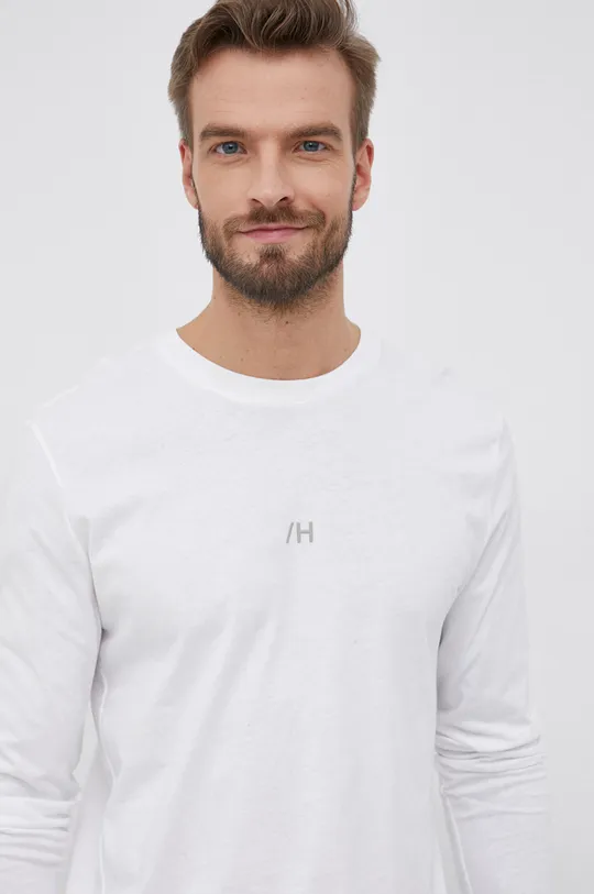 biela Bavlnené tričko s dlhým rukávom Selected Homme Pánsky