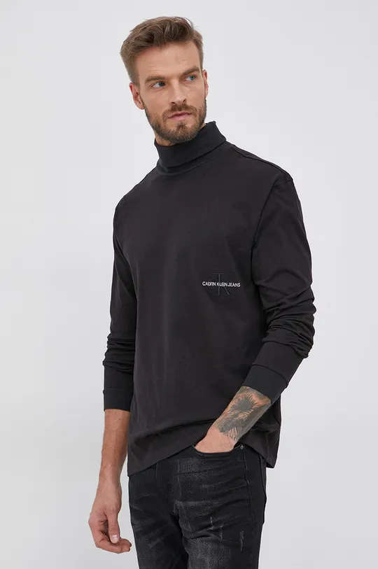 μαύρο Βαμβακερό πουκάμισο με μακριά μανίκια Calvin Klein Jeans Ανδρικά