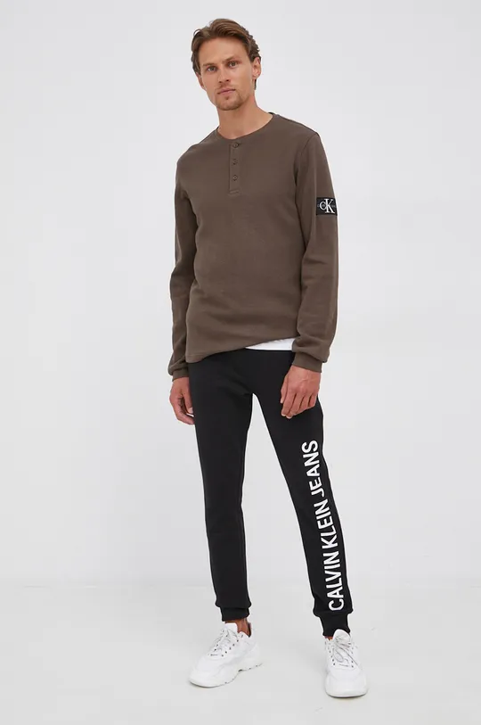 Calvin Klein Jeans Sweter bawełniany J30J318645.4890 zielony