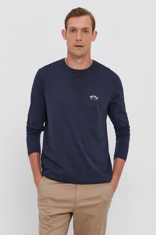 námořnická modř Bavlněné tričko s dlouhým rukávem Boss Pánský