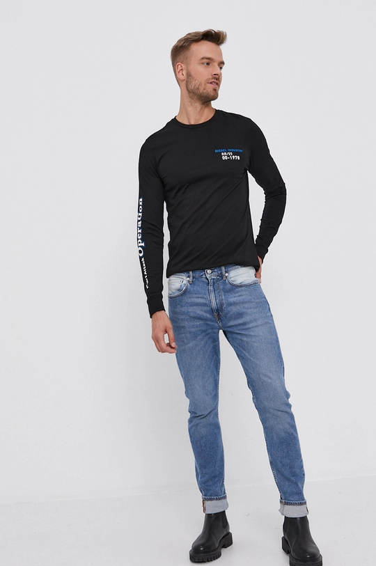 Diesel Longsleeve bawełniany czarny