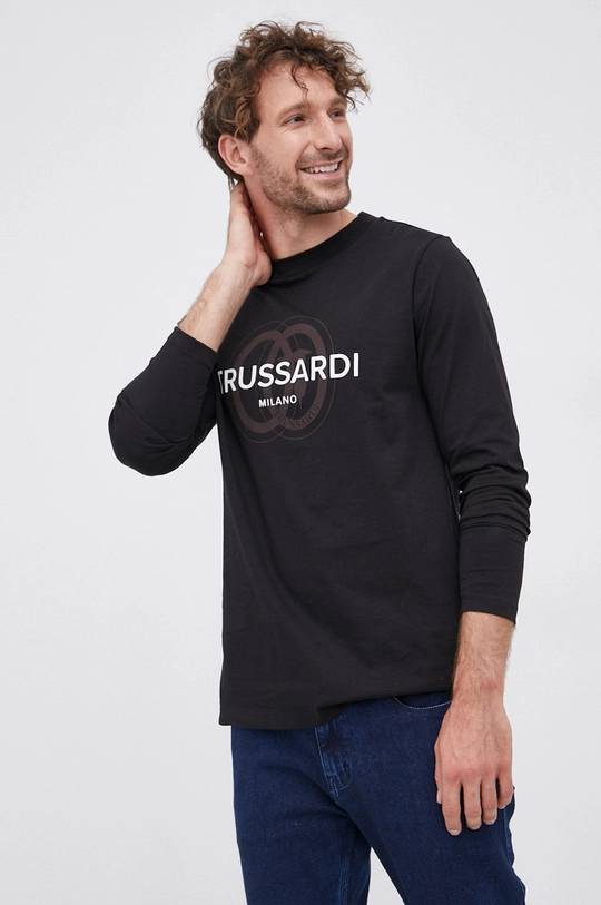 czarny Trussardi - Longsleeve bawełniany