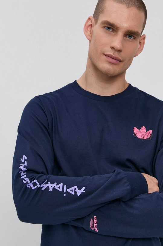 tmavomodrá Tričko s dlhým rukávom adidas Originals H13442