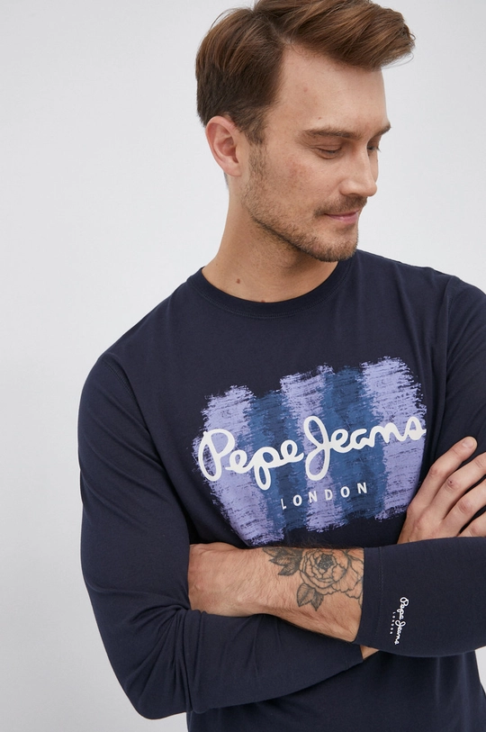 granatowy Pepe Jeans Longsleeve bawełniany