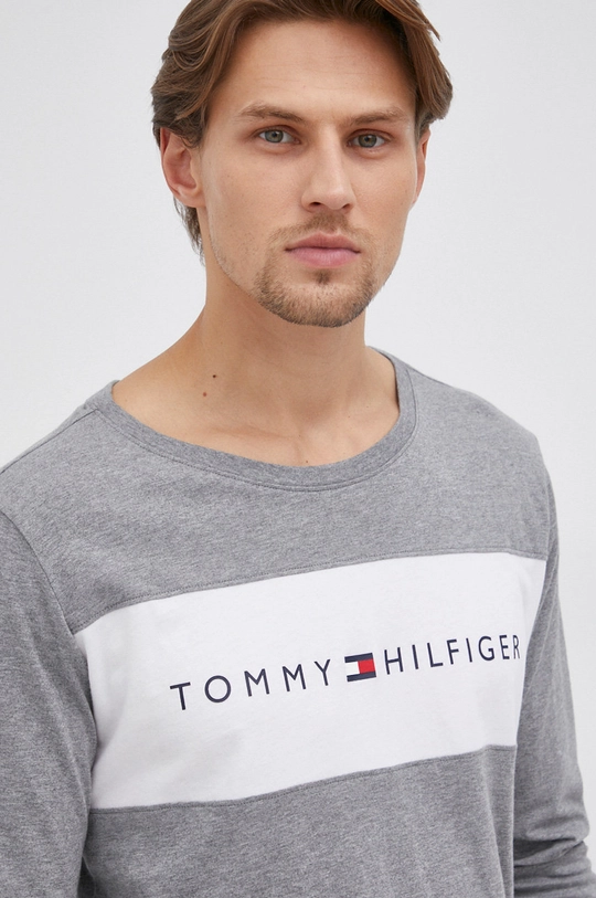 sivá Bavlnené tričko s dlhým rukávom Tommy Hilfiger