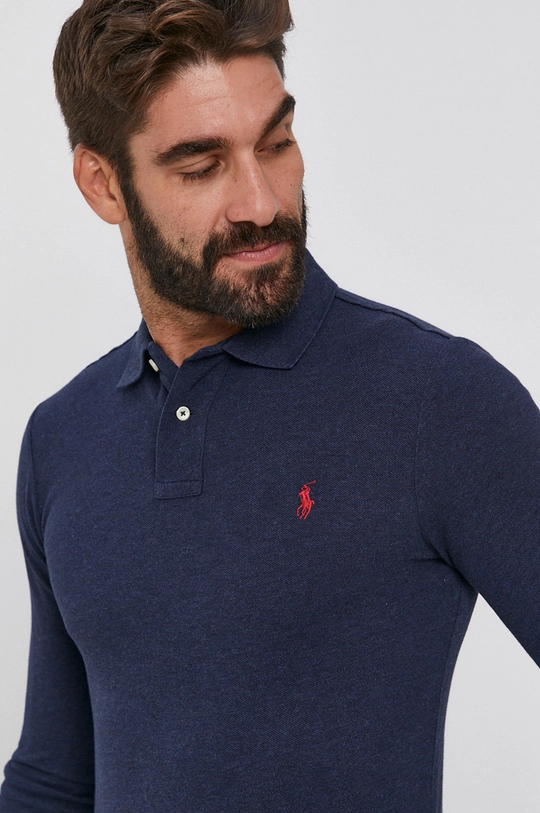 granatowy Polo Ralph Lauren Longsleeve bawełniany 710681126059 Męski