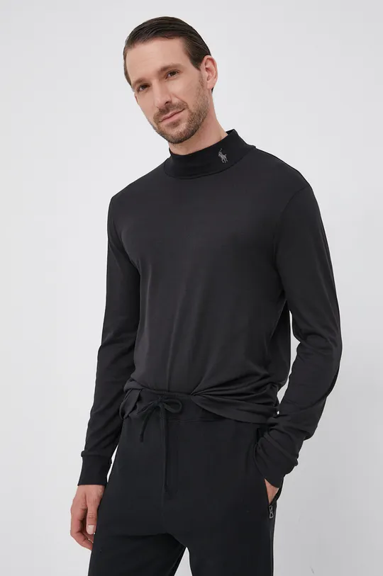 čierna Polo Ralph Lauren - Bavlnené tričko s dlhým rukávom Pánsky