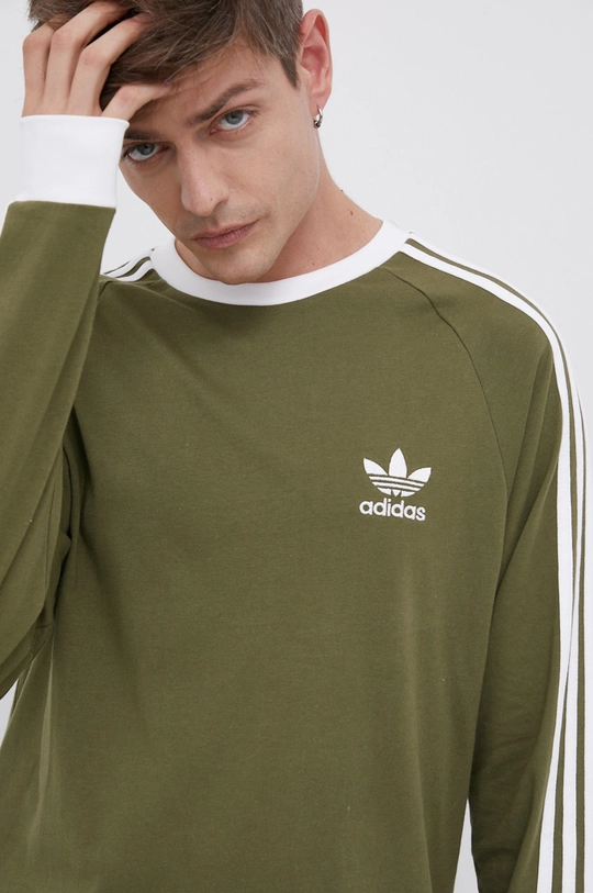 zelena Pamučna majica dugih rukava adidas Originals Muški